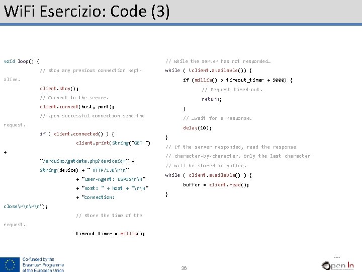 Wi. Fi Esercizio: Code (3) // While the server has not responded… void loop()