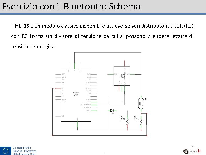 Esercizio con il Bluetooth: Schema Il HC-05 è un modulo classico disponibile attraverso vari