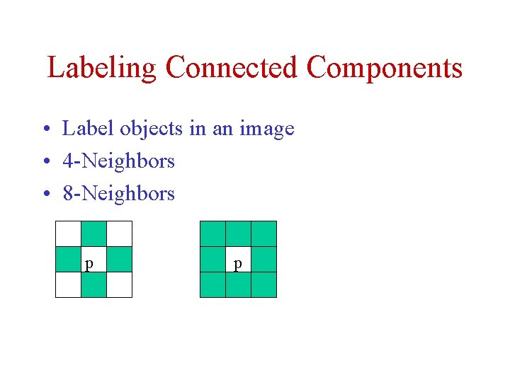 Labeling Connected Components • Label objects in an image • 4 -Neighbors • 8