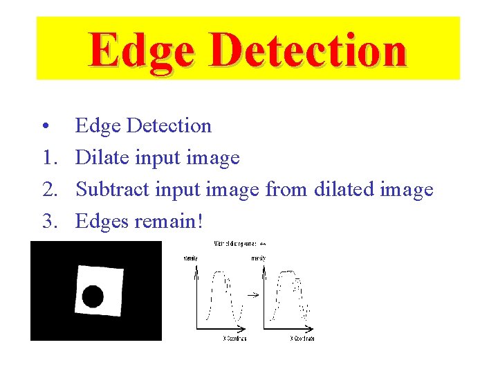 Edge Detection • 1. 2. 3. Edge Detection Dilate input image Subtract input image