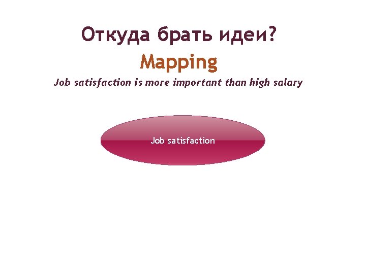 Откуда брать идеи? Mapping Job satisfaction is more important than high salary Job satisfaction