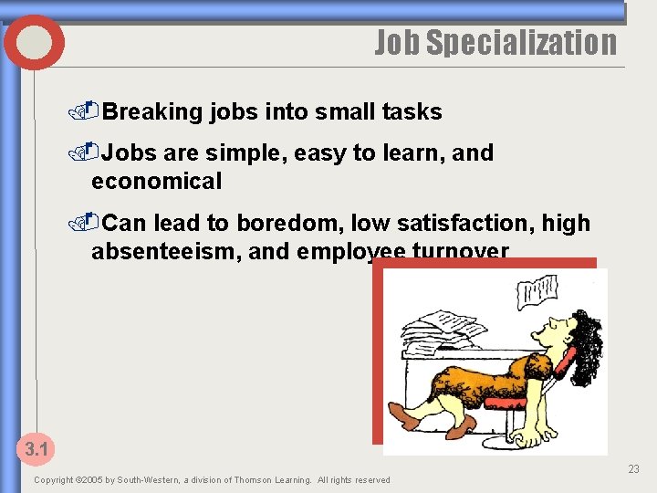 Job Specialization. Breaking jobs into small tasks. Jobs are simple, easy to learn, and