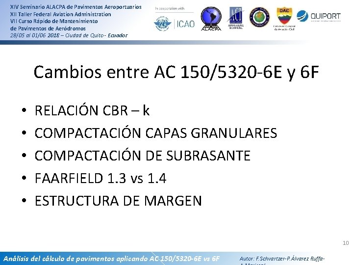 XIV Seminario ALACPA de Pavimentos Aeroportuarios XII Taller Federal Aviation Administration VII Curso Rápido