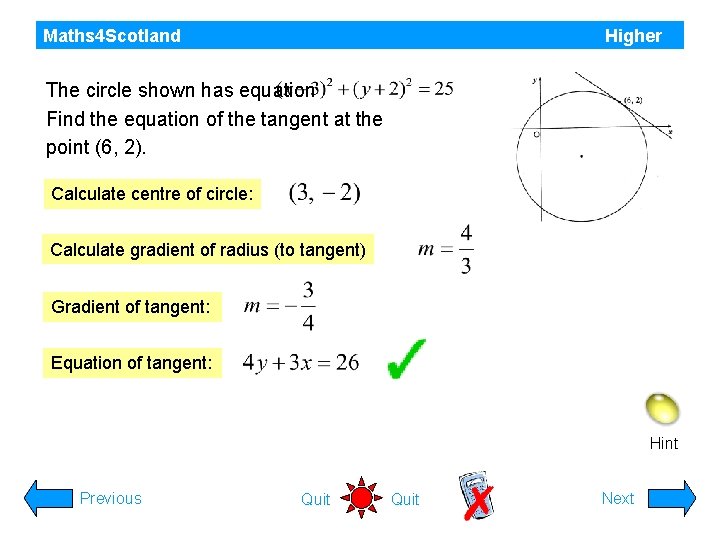 Maths 4 Scotland Higher The circle shown has equation Find the equation of the