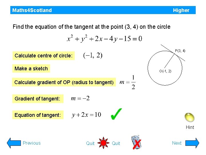 Maths 4 Scotland Higher Find the equation of the tangent at the point (3,