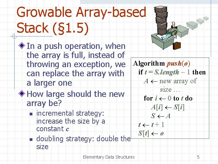 Elementary Data Structures Stacks Queues Lists Amortized analysis