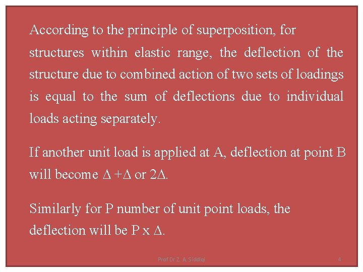According to the principle of superposition, for structures within elastic range, the deflection of