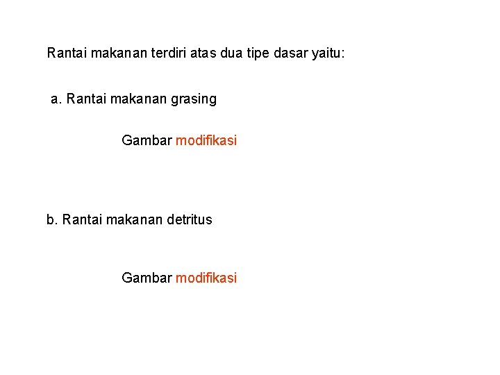 Rantai makanan terdiri atas dua tipe dasar yaitu: a. Rantai makanan grasing Gambar modifikasi