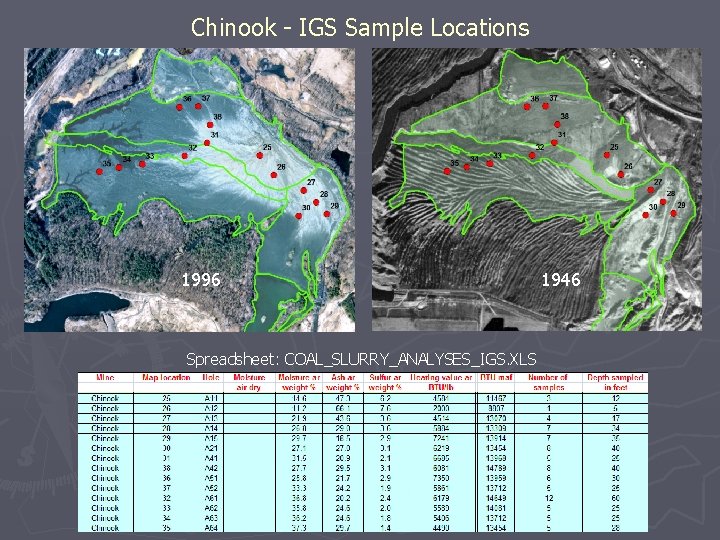 Chinook - IGS Sample Locations 1996 Spreadsheet: COAL_SLURRY_ANALYSES_IGS. XLS 1946 