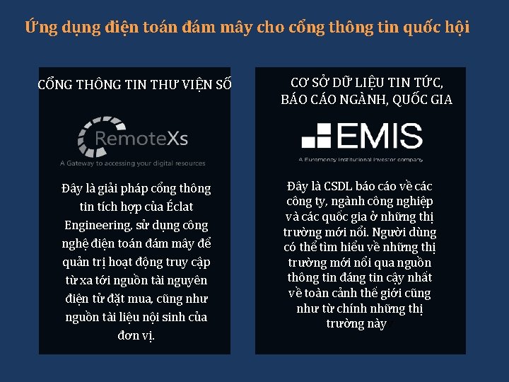 Ứng dụng điện toán đám mây cho cổng thông tin quốc hội CỔNG THÔNG