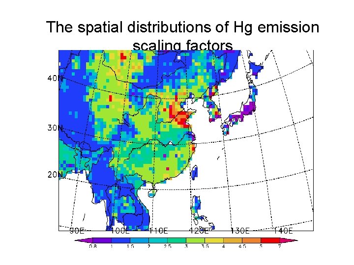 The spatial distributions of Hg emission scaling factors The spatial distributions of Hg emission scaling factors