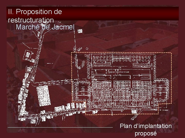 II. Proposition de restructuration Marché de Jacmel Plan d’implantation proposé 