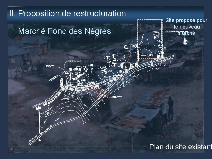 II. Proposition de restructuration Marché Fond des Nègres Site proposé pour le nouveau marché