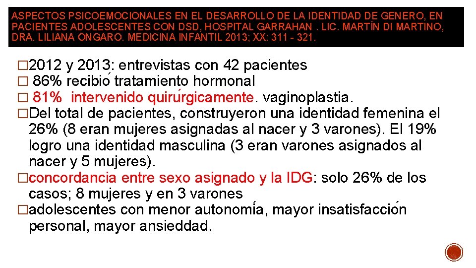 ASPECTOS PSICOEMOCIONALES EN EL DESARROLLO DE LA IDENTIDAD DE GENERO, EN PACIENTES ADOLESCENTES CON