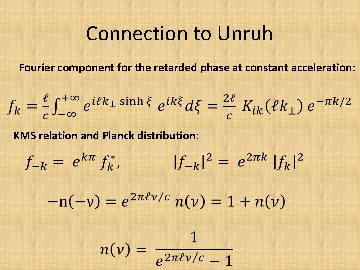 Connection to Unruh Fourier component for the retarded phase at constant acceleration: KMS relation