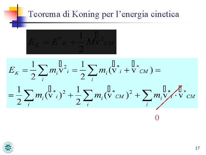 Teorema di Koning per l’energia cinetica 0 17 Teorema di Koning per l’energia cinetica 0 17
