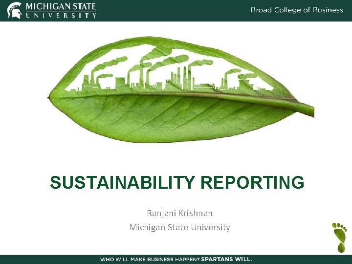 SUSTAINABILITY REPORTING Ranjani Krishnan Michigan State University 