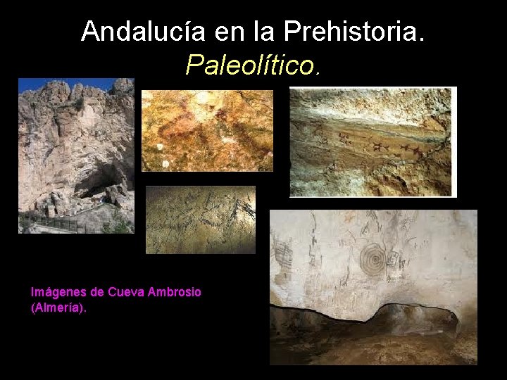 Andalucía en la Prehistoria. Paleolítico. Imágenes de Cueva Ambrosio (Almería). 
