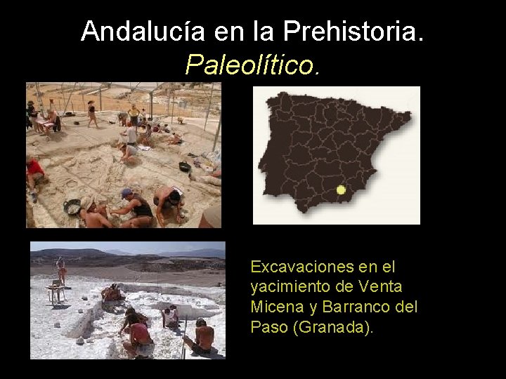 Andalucía en la Prehistoria. Paleolítico. Excavaciones en el yacimiento de Venta Micena y Barranco