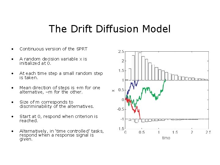 The Drift Diffusion Model • Continuous version of the SPRT • A random decision