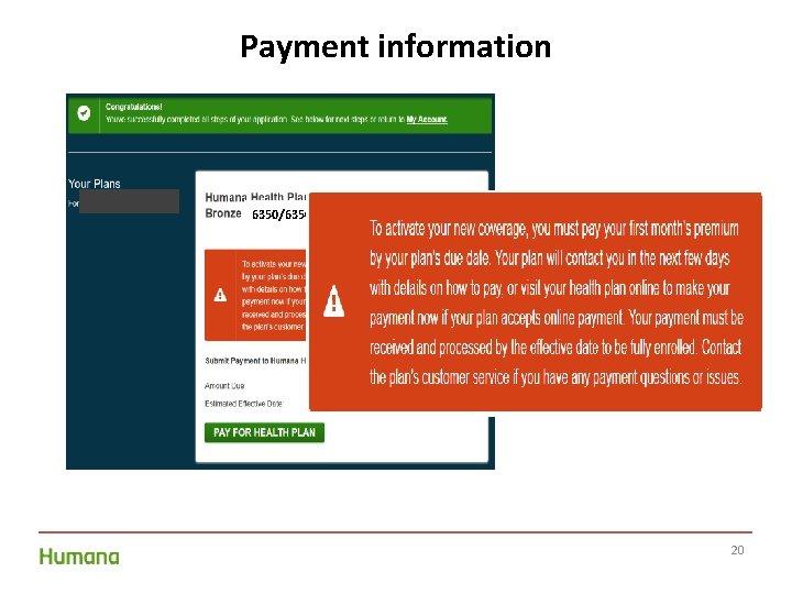 Payment information 6350/6350 20 