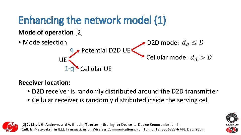 Enhancing the network model (1) Mode of operation [2] • Mode selection q Potential