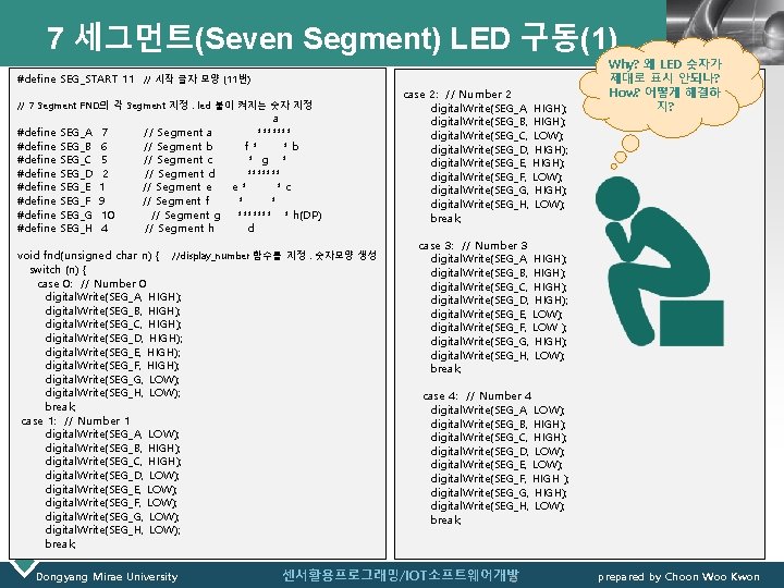 7 세그먼트(Seven Segment) LED 구동(1) #define SEG_START 11 // 시작 글자 모양 (11번) //