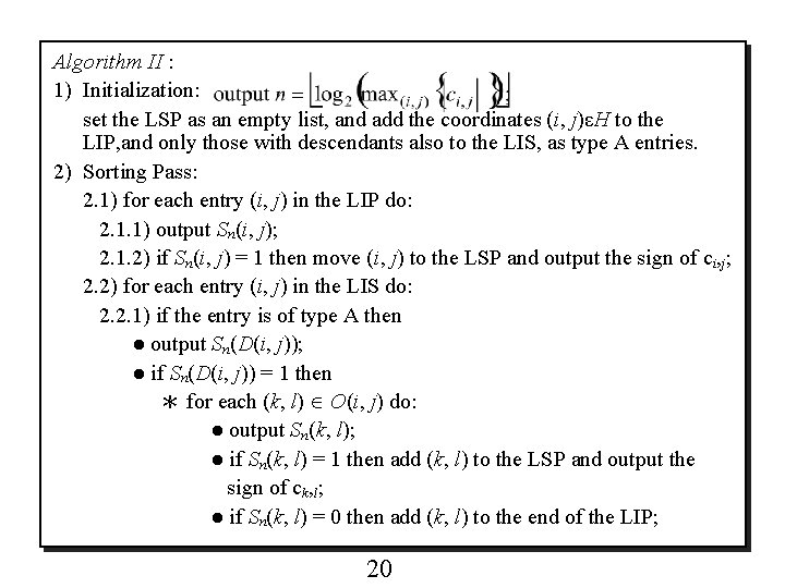 Algorithm II : 1) Initialization: set the LSP as an empty list, and add