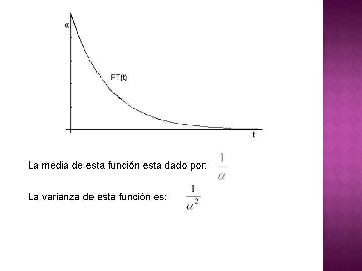 La media de esta función esta dado por: La varianza de esta función es: