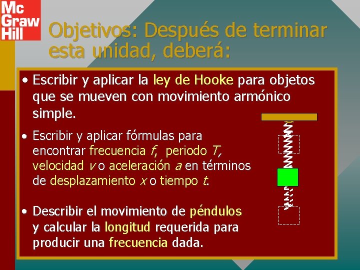 Objetivos: Después de terminar esta unidad, deberá: • Escribir y aplicar la ley de