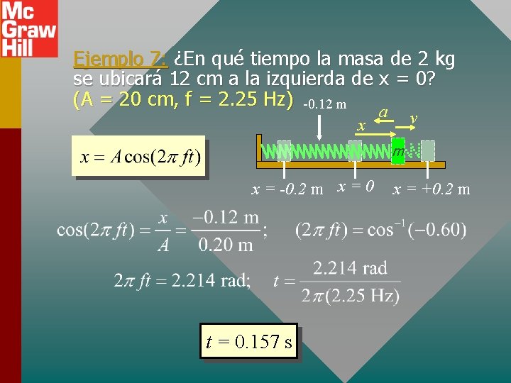 Ejemplo 7: ¿En qué tiempo la masa de 2 kg se ubicará 12 cm