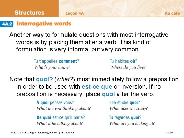 Another way to formulate questions with most interrogative words is by placing them after