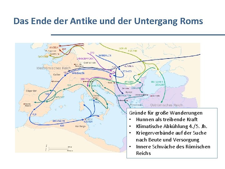 Das Ende der Antike und der Untergang Roms Gründe für große Wanderungen • Hunnen