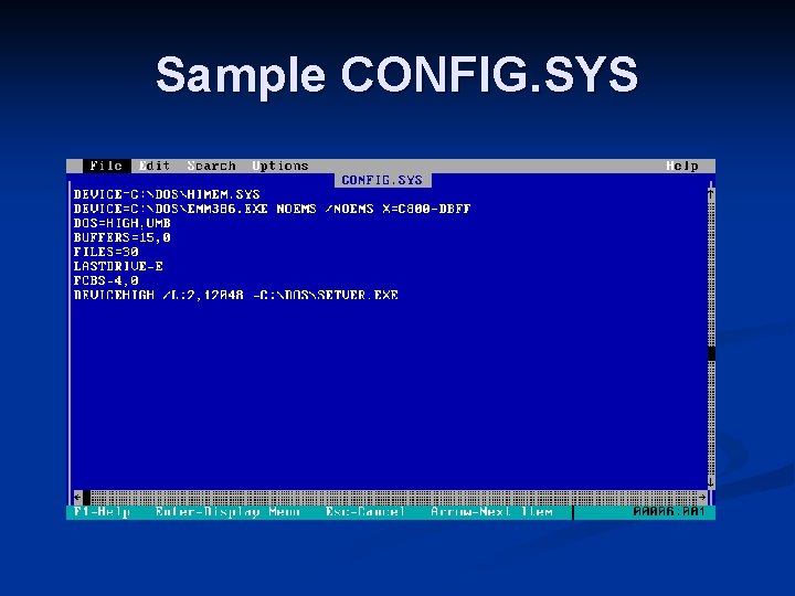 Sample CONFIG. SYS 