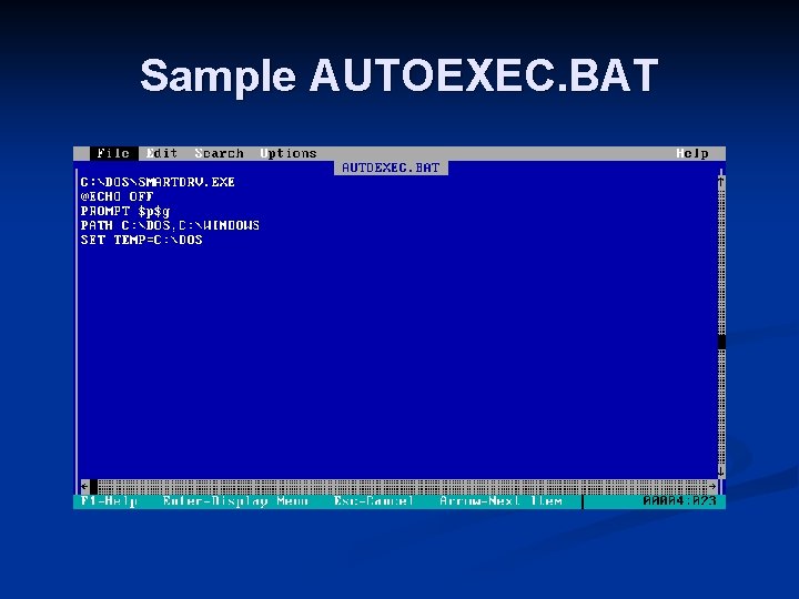 Sample AUTOEXEC. BAT 