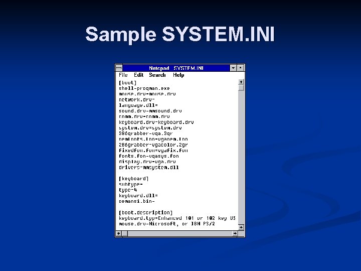 Sample SYSTEM. INI 