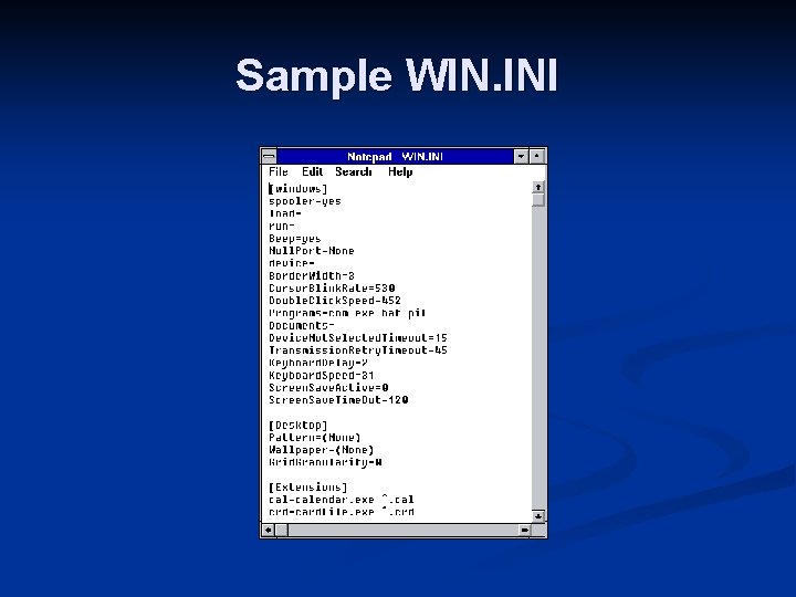 Sample WIN. INI 