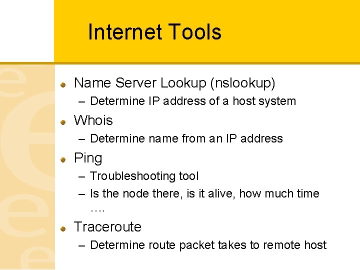Internet Tools Name Server Lookup (nslookup) – Determine IP address of a host system