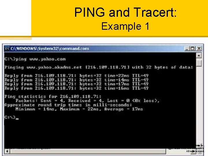 PING and Tracert: Example 1 Cisco Learning Institute Network+ Fundamentals and Certification Copyright ©