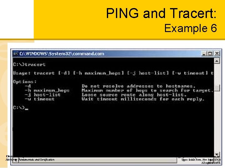 PING and Tracert: Example 6 Cisco Learning Institute Network+ Fundamentals and Certification Copyright ©
