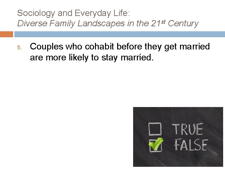 Sociology and Everyday Life: Diverse Family Landscapes in the 21 st Century 5. Couples