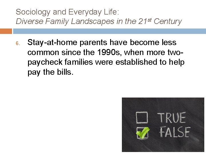 Sociology and Everyday Life: Diverse Family Landscapes in the 21 st Century 6. Stay-at-home