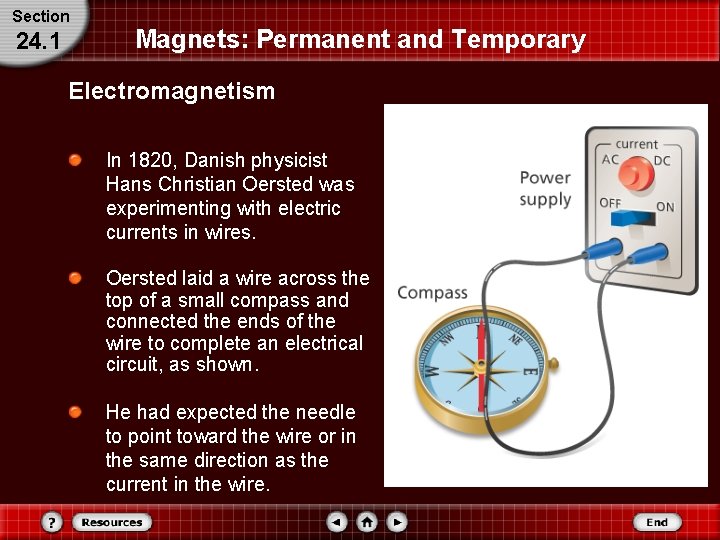 Section 24. 1 Magnets: Permanent and Temporary Electromagnetism In 1820, Danish physicist Hans Christian