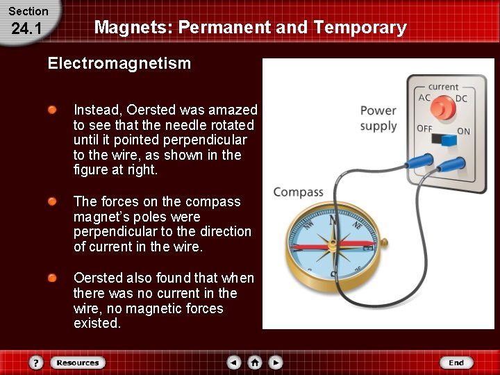 Section 24. 1 Magnets: Permanent and Temporary Electromagnetism Instead, Oersted was amazed to see