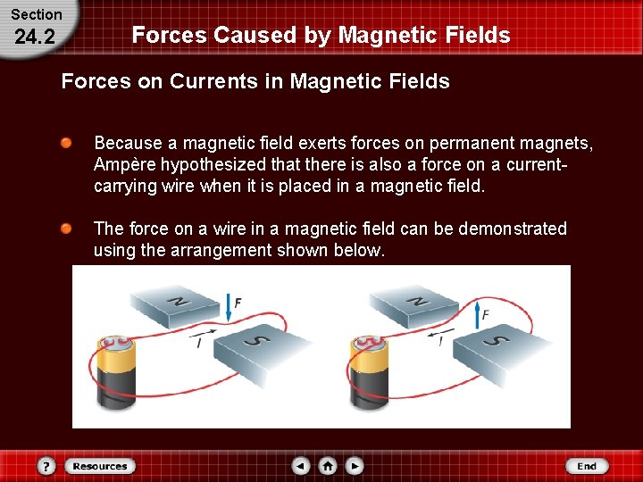 Section 24. 2 Forces Caused by Magnetic Fields Forces on Currents in Magnetic Fields