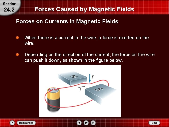 Section 24. 2 Forces Caused by Magnetic Fields Forces on Currents in Magnetic Fields