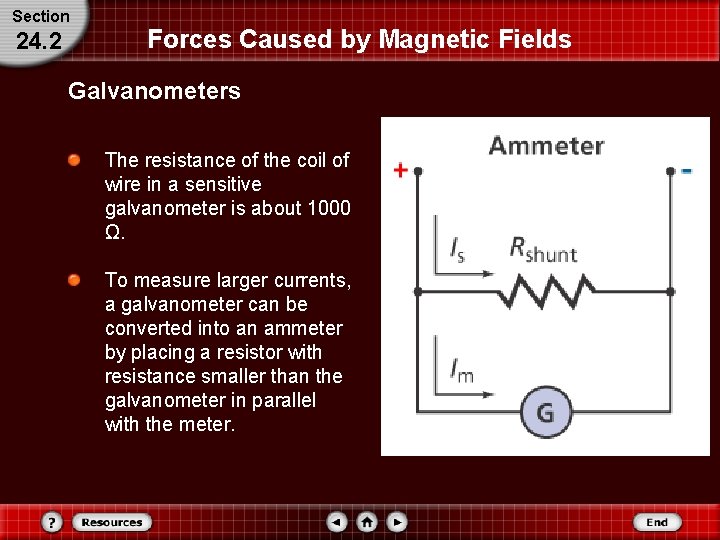 Section 24. 2 Forces Caused by Magnetic Fields Galvanometers The resistance of the coil