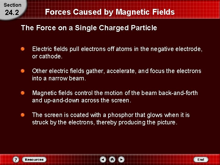 Section 24. 2 Forces Caused by Magnetic Fields The Force on a Single Charged