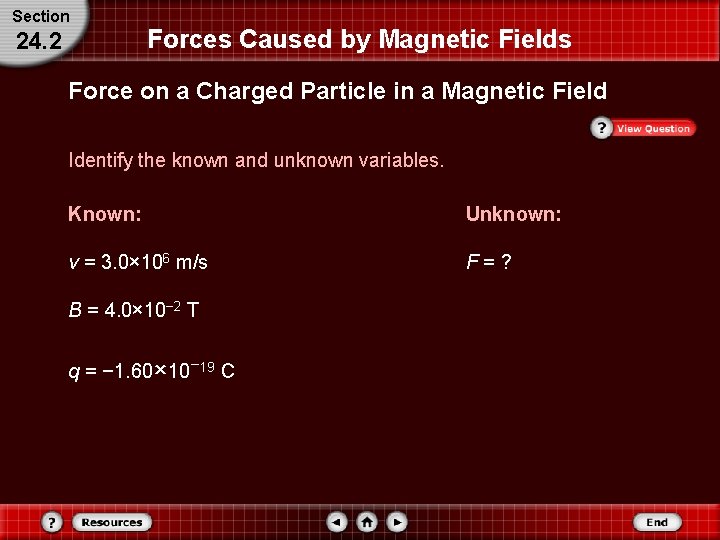 Section 24. 2 Forces Caused by Magnetic Fields Force on a Charged Particle in