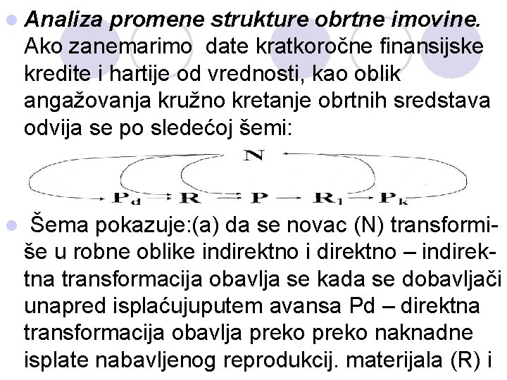 l Analiza promene strukture obrtne imovine. Ako zanemarimo date kratkoročne finansijske kredite i hartije